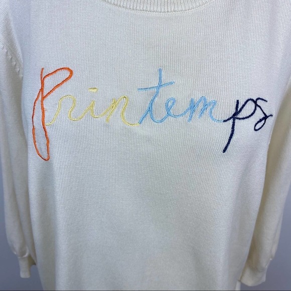 MODCLOTH Women's Cream Printemps Charm School Pullover Sweater 2X Plus Size - Picture 3 of 8